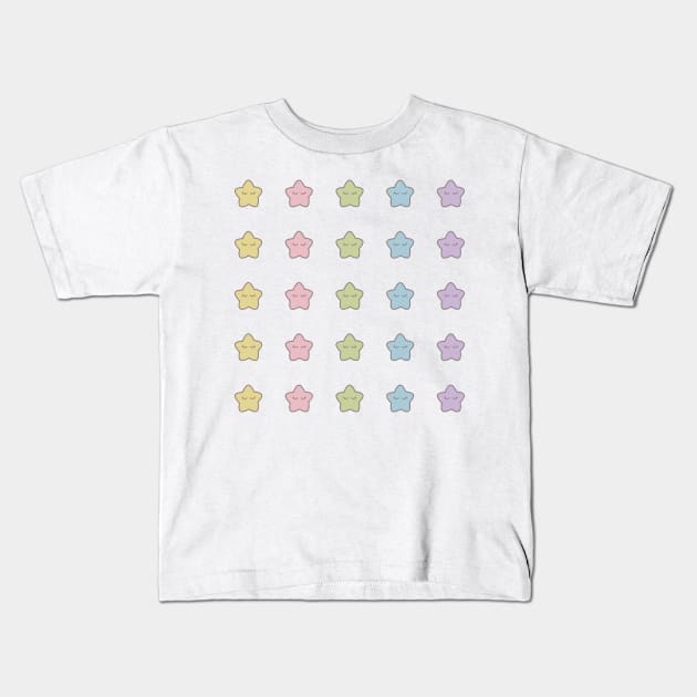 Rainbow colorful Stars with eyelashes Kids T-Shirt by My Bright Ink